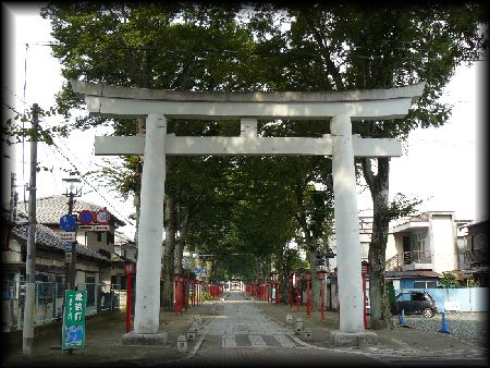 須賀神社の境内正面に設けられた大鳥居