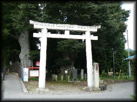 徳次郎智賀都神社境内正面に設けられた大鳥居と石造社号標